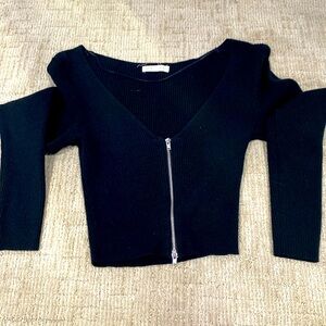 LA Hearts Zip Up Long Sleeve Crop Top